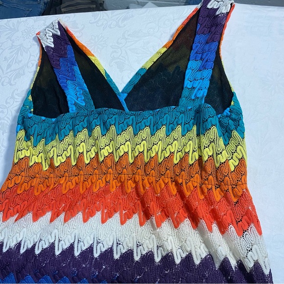 Vintage The Pyramid Collection Rainbow Maxi Dress Wrap Top Sleeveless V Medium - Picture 5 of 13